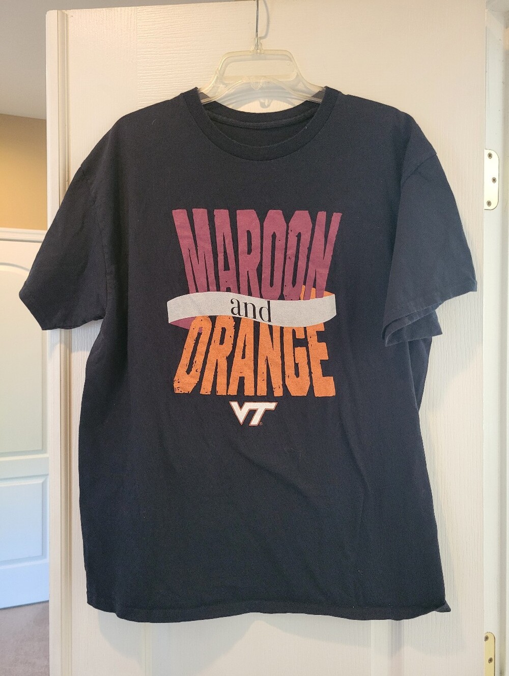 Virginia Tech Hokies T Shirt Men's XL Black Maroon and Orange VT Graphic Tee